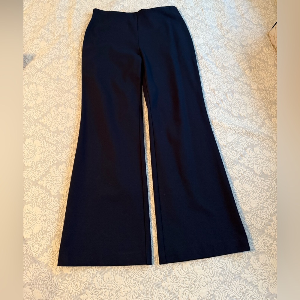 New With Tags Lafayette 148 New York Navy Wide Leg Pants Size Small Stretch